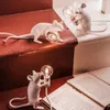 Lampa myszy LED E12 Black White Animal Rat Lampy biurka Light