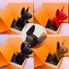 2021 Designer Cartoon Tier Kleine Hundeschlüsselkette Zubehör Schlüsselanhänger PU Leder Brief Muster Auto Keychain Schmuck Geschenke mit Box
