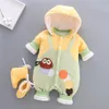 Nouveau-né bébé barboteuses automne hiver filles enfant en bas âge coton épais velours mignon combinaisons pour bebe garçons infantile chaud vêtements 210312