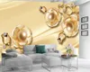 Lyxig Golden 3D Wallpaper Golden Diamond Flower HD 3d Bakgrund Romantisk Blomma Dekorativ Silk 3D Väggmålning