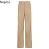 Kvinnors byxor Capris Neploe Mode Corduroy Wide Leg 2021 Bottoms High Waist Slim Straight Casual Trousers Korean Vintage Pantalon Femme