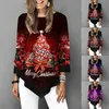 Sweatshirt Kvinnor Julrene Skriv ut Långärmade Toppar Holiday Mode Ladies Loose Pullover Skjorta Förstoringar Sweatshirts 201202