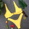 Maillots de bain 2020 Bikinis femmes maillot de bain femme maillot de bain maillot de bain pour femmes jaune Sexy brésilien string Bikini ensemble Monokini