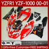 Corps de moto pour Yamaha YZF-1000 YZF R 1 1000 CC YZF-R1 Santander rouge 00-03 Carrosserie 83No.40 YZF R1 1000CC YZFR1 00 01 02 03 YZF1000 2000 2001 2002 2003 Kit de carénage OEM