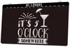 LD5493 It's 5 O'clock Somewhere Cocktails 3D Engraving LED Light Sign Wholesale Retail