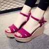 Dress Shoes Peep Toe Fashion Fringe Platform Wedges Sandals Women Basic Solid Ladies High Front Rear Strap Buckle Summer