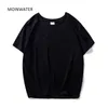 Moinwater Vrouwen Zwart Wit T-shirts Dame Solid Katoen Tees Korte Mouw T-shirts Vrouwelijke Zomer Tops voor Vrouw MT1901 220325