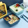 Ny Morandi Japanese Bento Box Microwave Lunch Box Simple Sealed Leakproof Student Grid Lunch Dinner Tabellware 201015