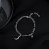S2764 Fashion Jewelry Sun Moon Charm Magnetic Stainless Steel Bracelet Man Woman Couples Lovers Bracelets Adjustable Ornaments 2pcs/set