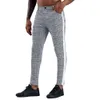 Homens chinos magro fit homens magro chino corredores calças streetwear super trecho lápis calças para homens xadrez lateral listra casual calças 201110