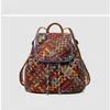 Mode Persönlichkeit Farbe Leder Plaid gewebt Damen Rucksack gute Qualität Mode passende College-Stil Schultasche Damen Tasche