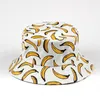 Cloches Femmes Casual Banana Print Navy Bucket Hat 2021 Été Hommes Pliable Plage Sunscreen Large Bord Plat Top Sun Bonnet1