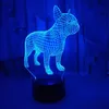 Toque mutável Controle remoto Visão Luz colorida 3d luz noturna atmosfera francês bulldog pequeno lâmpada de natal presente de natal