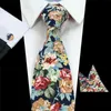 Neck Ties RBOCO Design 8cm Cotton Tie Set Floral Handkerchief And Cufflinks Business Wedding Party Printing For Men