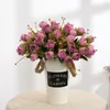 Fake herfst rosebud (5 stengels / bos) 11.81 "Lengte simulatie camellia plastic gypsophila voor bruiloft huis decoratieve kunstbloemen
