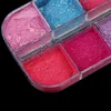 Glitter per unghie 12 griglie Chrome Powder Immersione Shimmer Dust Colorful Pigment Sfregamento Perla per decorazioni artistiche288b