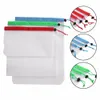 15pcs 3 Sizes Reusable Mesh Produce Bag Washable Mesh Bags for Grocery Bag Holder Pouch Fruit Vegetable Kitchen Organizer Y200714