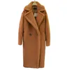 エレガントな冬のコート高品質の厚い厚さの子羊の毛皮のコート女性新しいプラスサイズの女性長袖の緩い暖かいフェイクの毛皮のコート371