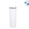 Stainless Steel Tumblers 20oz Sublimation Straight Tumbler Blanks White Plastic Straw Cups Cover Separable Water Outdoor Keep Warm N2