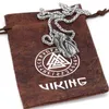 Pendant Necklaces Nordic Viking Amulet Odin Face Wolf Geri And Freki Stainless Steel Necklace With Valknut Rune Gift Bag9645564