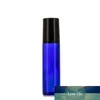 Kobalt Blue 10ml 1 / 3oz Grube Bursztynowe szklane rolki na butelce Olej Essential Oil Pusty Aromaterapia Perfumy Butelka + Metal Roller Ball