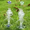 Tjock Recycler Glas Bongs Rökning Tillbehör för rökare Present 8,6 tums längd Percolator Utsökt Vattenrör Olja DAB Rig 14mm Kvinnlig led