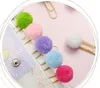 Donne Ragazza Colore caramella Pom Ball Clip per archiviazione di carta Note Decorazione Segnalibro fai da te Raccoglitore in metallo Clip Nota Lettera ClipPins LLS769-WLL