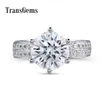 Transgems Solid 14K 585 White Gold Center 3ct 9MM F Color Moissanites Engagement Wedding Ring with Accents for Women Daily Wear Y200620