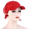 Szerokie brzegowe czapki 1PC Kobiety Durag Cap Visor z wstępnie związanymi czapkami turbanowymi Szalik Hidżab Pure Kolor muzułmańska plaża wakacje na zewnątrz elo