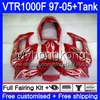 Verkleidung für HONDA SuperHawk VTR1000 F 1997 1998 1999 2000 2001 56HM.193 VTR 1000 F 1000F VTR1000F 97 98 Rote Flammen 99 00 01 05 Karosserie + Tank