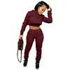 Sweatpants Womens Joggers Set Plain Logo 2 Piece Crop Top Tracksuit Sets Women Sweat Pants Set Fall Two Piece Jogger with Hoodie