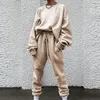 Tops + Long Pants Sports Suit Winter Sets For Women Casual Fashion Pockets Harajuku Pullover Female Streetwear Sweatshirt Outfit Y1229