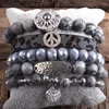 RH mode Boho bijoux accessoire pierre Bracelet perlé 5 pc pile Bracelet Bracelet ensemble pour la paix bohème bijoux cadeau