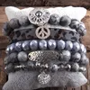 RH Fashion Boho Jewelry Accessory Stone Beaded Bracelet 5pc Stack Bracelet Bangle Set For Peace Bohemian Jewelryes Gift274m