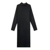 Japan Style Korean Fashion Turtleneck Dress Winter Autumn Loose Simple Tun S Thick Warm Split Long Sleeve1