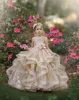 Cute 2021 Flower Girl Dresses Jewel Neck Lace Appliques Tiered Skirts Girls Pageant Dress A Line Kids Birthday Gowns