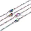 5pcs Rainbow Colored Stainless Steel Link Chain DIY Necklaces Jewelry Making 45cm & 50cm Chain with Lobster Clasp1271T