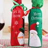 6 PCSLOT Santa Claus Red Wine Bottle Bag Set Juldekorationer Festival Snowman Patterns paljetter Presentv￤skor Navidad 201027