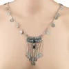 Mynt NecklacePendant överdriven lång indisk bohemisk turkos uttalande halsband collares tofs halsband