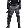 Camouflage Tactical Clothing Militärbyxor med knäplattor Män Taktiska lastbyxor Soldat US Army Trousers Paintball Airsoft H1223