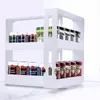 1 conjunto multifuncional rotativo frascos de especiarias rack garrafa armazenamento branco pp gabinete cozinha rack armazenamento titular organizador c10036717845