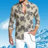 Wholesale Customized Clothing button up men shirt summer flower printing shirts mens long sleeve chemise