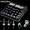 panca con bilanciere Bog-24 pezzi scatola mista 7 disegni Bioplast flessibile Labret Stud anello per labbra cavallo ellissi orecchio trago orecchio cartilagine271J