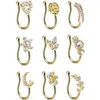 9 stks / set Crystal Butterfly Fake Neus Ring Non Piercing Clip op IndianStyle Hart Manchet Nariz Sieraden 220224