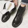 Classiques de la mode à la main hommes bottes Martin bottes hommes en cuir véritable hiver noir à lacets bottines pour hommes