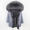 Womens coats Natural raccoon fur medium size ladies winter coat thick fur liner slim female jacket fur coat woman parkas 201125