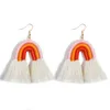 Bohème arc-en-ciel pompon boucles d'oreilles tissage chaîne balancent oreille anneau lustre manchette pour femmes bijoux de mode