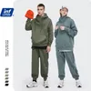 INFLATION Männer Dicke Fleece Trainingsanzug Winter Warme Sweatshirt Set Für Paar Hohe Kragen Übergroße Hoodies Sweatpant 211230