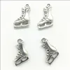 En gros Lot Rétro Antique Argent Bottes De Patinage Sur Glace En Alliage De Zinc Charmes Pendentifs pour La Fabrication De Bijoux DIY Porte-clés Pendentif 17x13mm