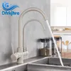 Filterkökskranar Dual Swive Spout Deck Mounted Mixer Tap 360 Rotation med vattenrening Funktioner Kran Dual Handle T200805